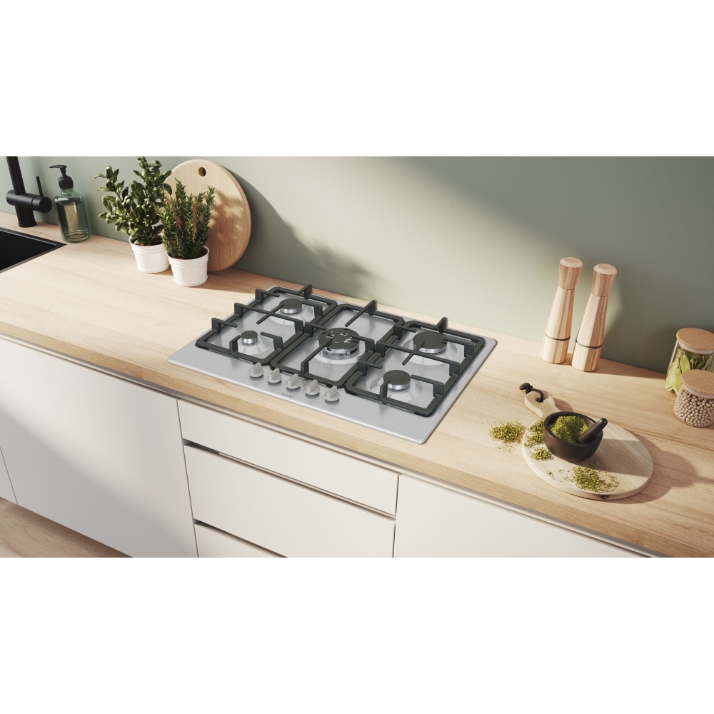 Bosch PGQ7B5K90 Series 4 5 Burner Gas Hob, Stainless Steel - Image 2