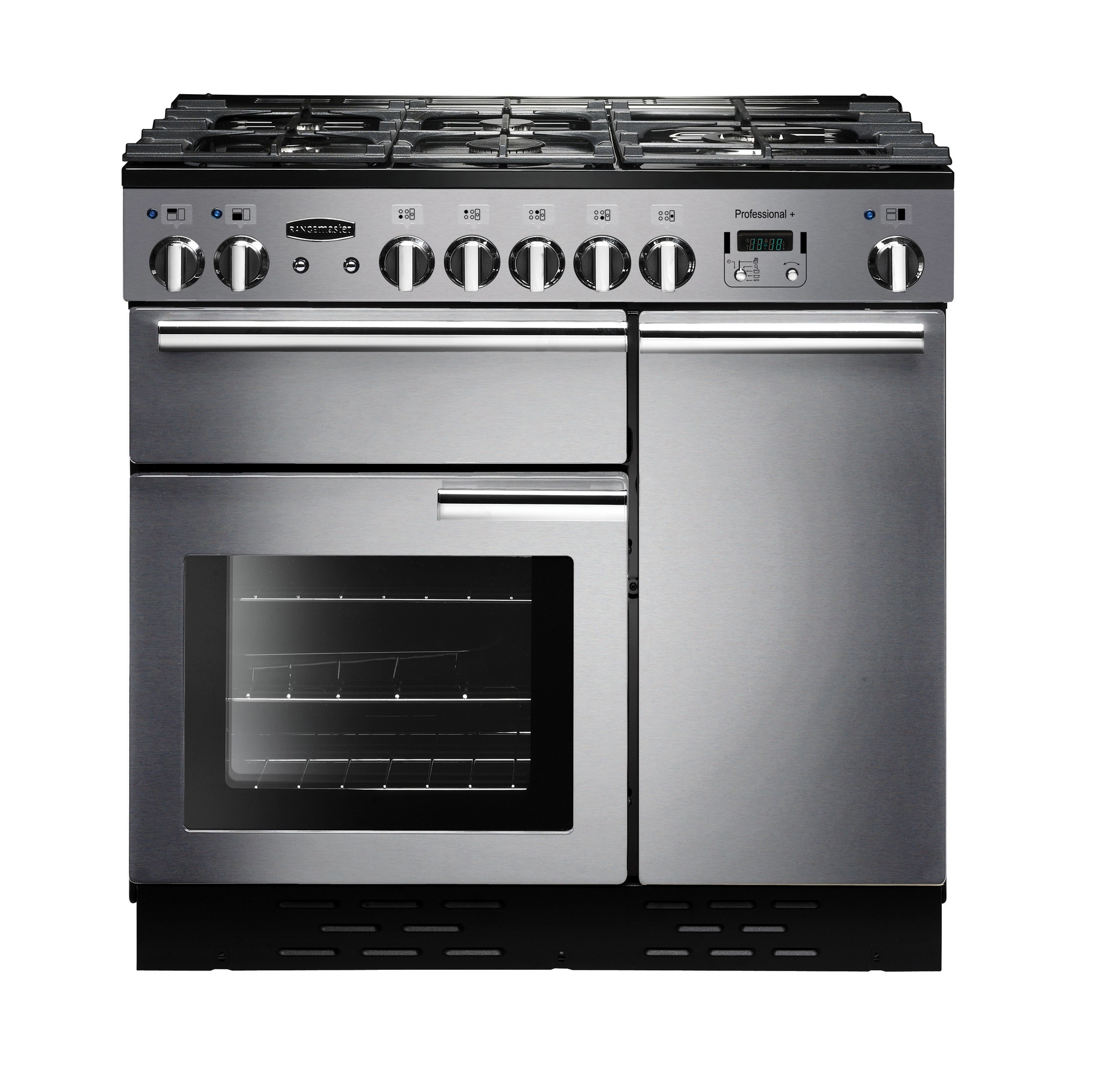 Rangemaster PROP90DFFSS/C 90cm Dual Fuel Range cooker with Double Oven and Gas Hob - Stainless Steel