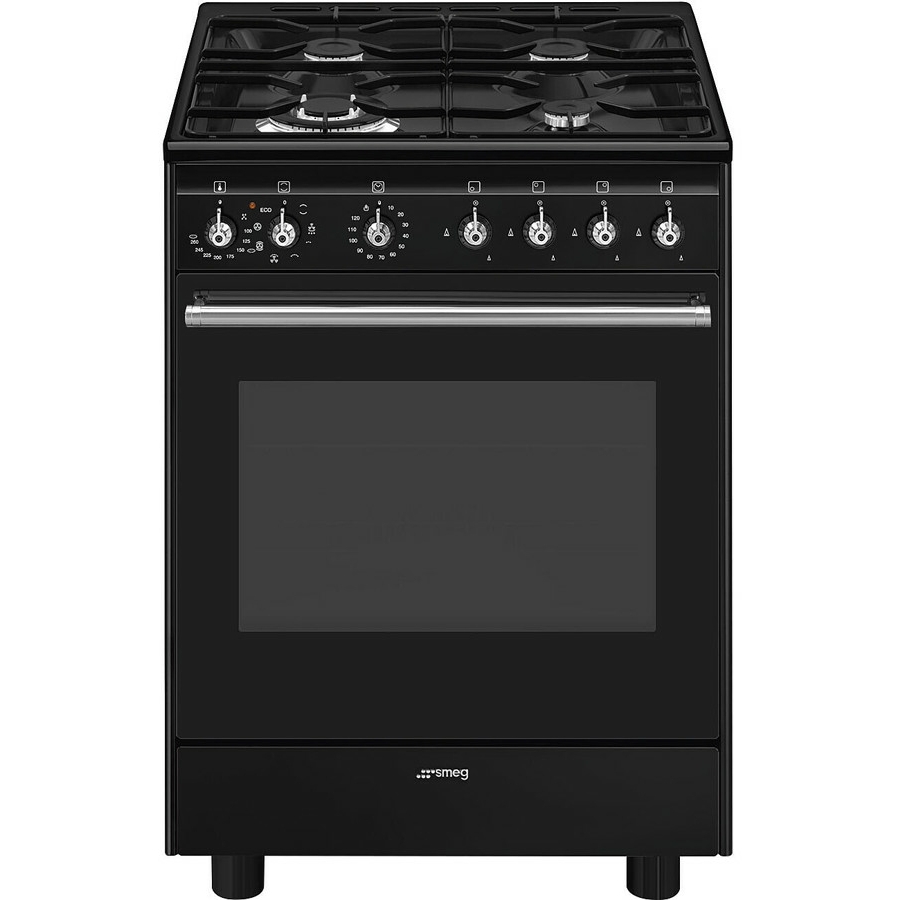Smeg CX61GMBL Concert Dual Fuel Cooker with Single Oven, Black, A Rated Smeg CX61GMBL Concert Dual Fuel Cooker with Single Oven, Black, A Rated
