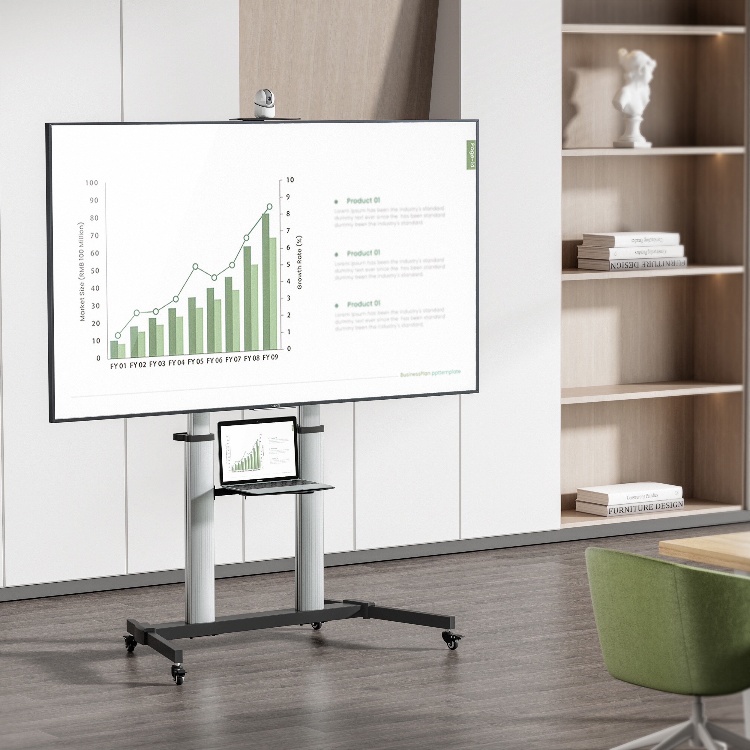 TTAP CART03 Aluminium Trolley Cart TV and Monitor Mount Stand (Screens up to 100″) - Image 3