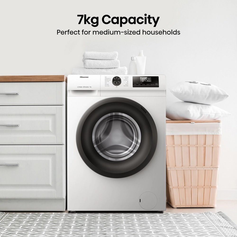 Hisense WF1Q7021BW 7kg 1200 Spin, Steam Washing Machine – White - Image 3 Hisense WF1Q7021BW 7kg 1200 Spin, Steam Washing Machine – White - Image 3