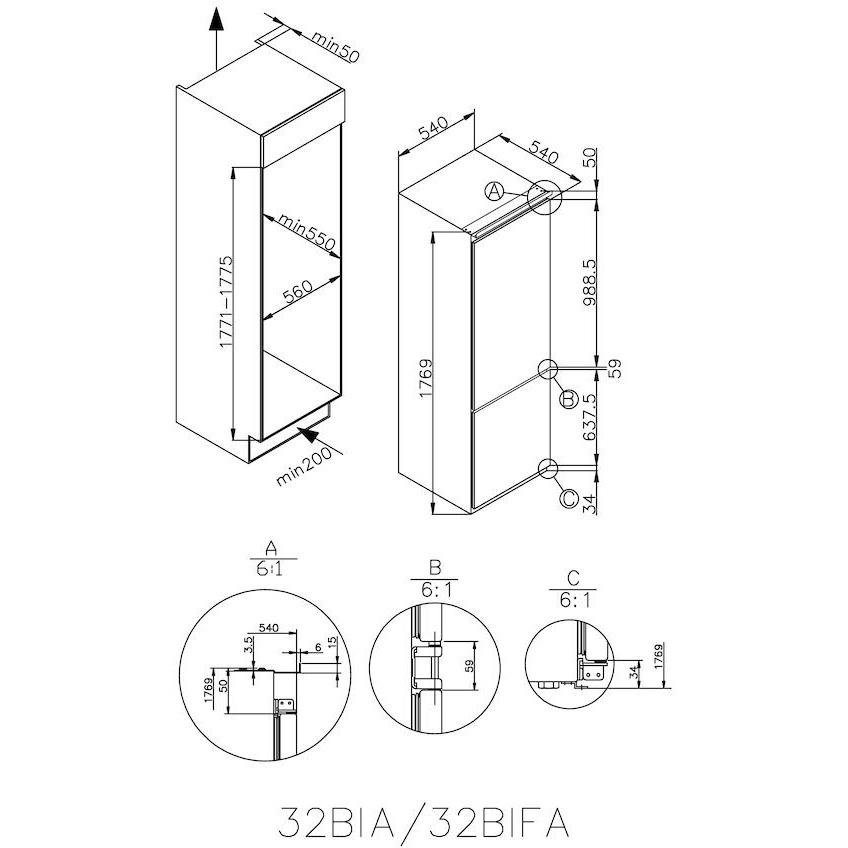 Hoover HOBBML18EK 70/30 Static Integrated Fridge Freezer - Image 3 Hoover HOBBML18EK 70/30 Static Integrated Fridge Freezer - Image 3