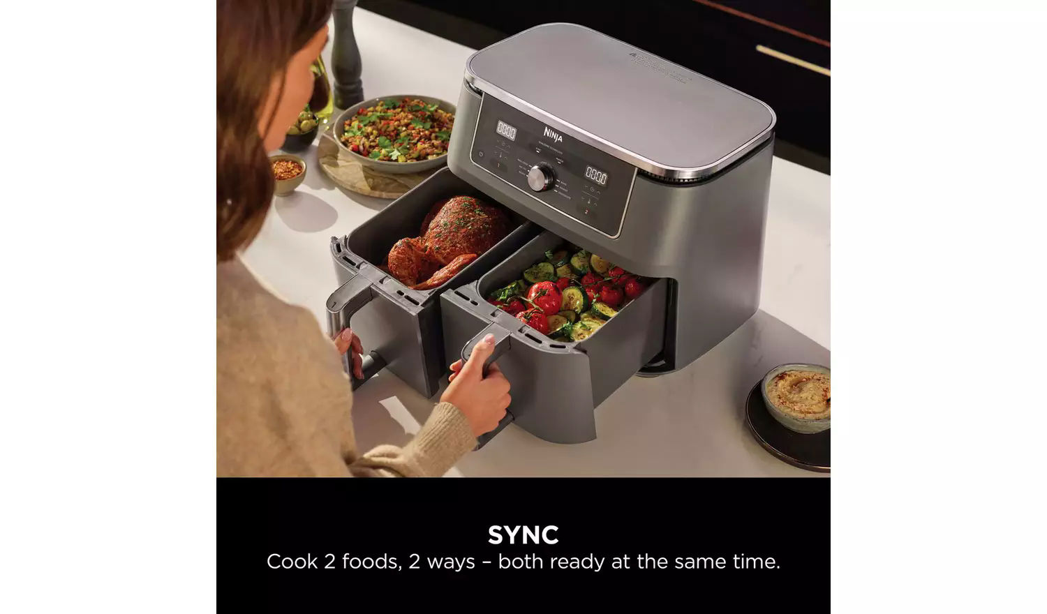 Ninja MAX 6-in-1 Dual Zone Air Fryer 9.5L DZ400UK - Image 2 Ninja MAX 6-in-1 Dual Zone Air Fryer 9.5L DZ400UK - Image 2