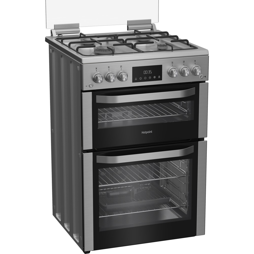 Hotpoint HDG6GDCX Gas Cooker with Double Oven - Stainless Steel - Image 4