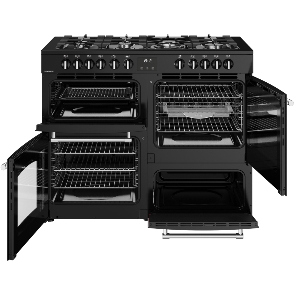Belling 444411838 Belling RCA FARMHOUSE 110DF 110cm Dual Fuel Range Cooker, Black, A Rated - Image 2 Belling 444411838 Belling RCA FARMHOUSE 110DF 110cm Dual Fuel Range Cooker, Black, A Rated - Image 2