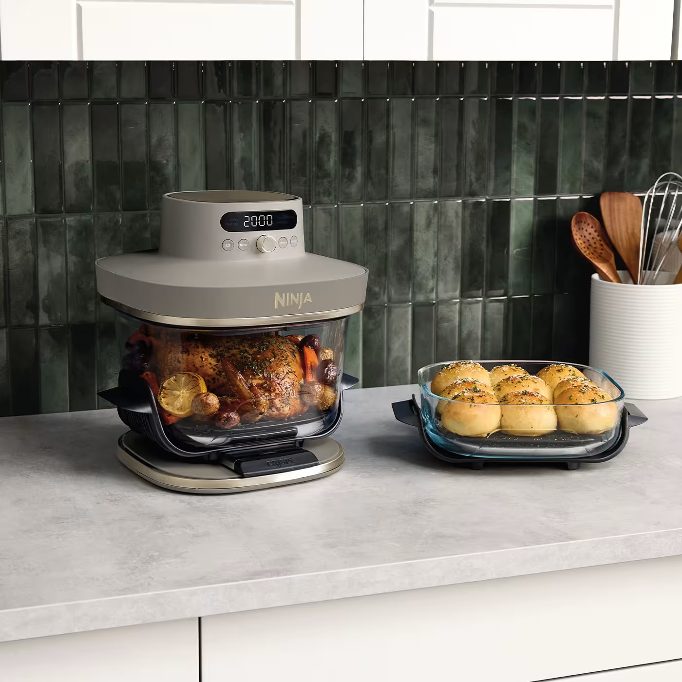 NINJA AS090UKGN CRISPi PRO 5-in-1 XL Glass Air Fryer - Moss Green 