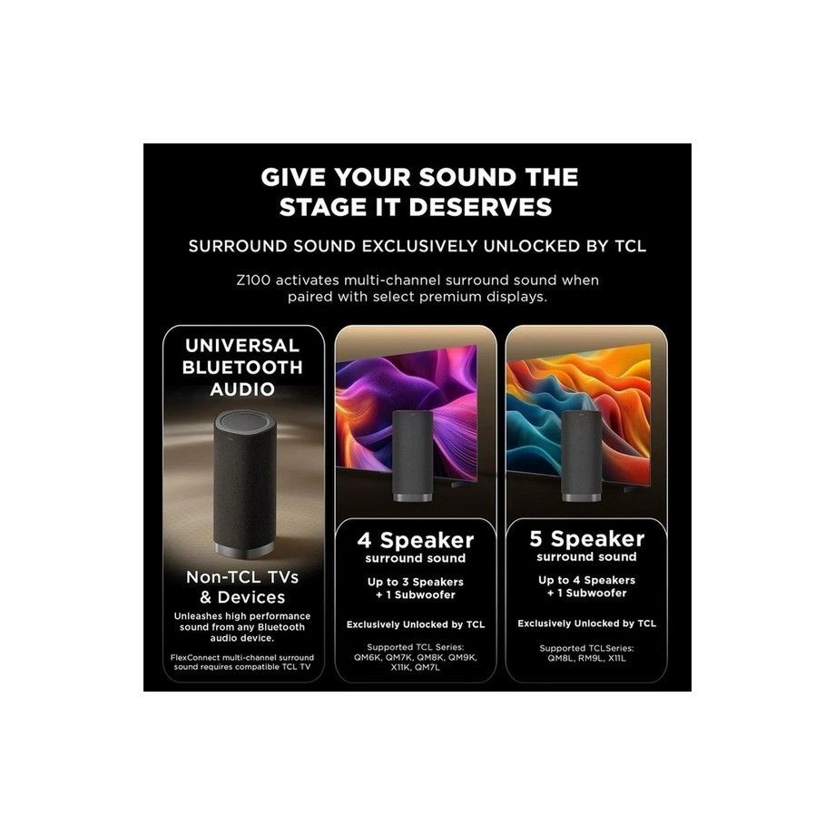 TCL Z100 Metal Wireless Dolby Atmos FlexConnect Speaker – Black - Image 2 TCL Z100 Metal Wireless Dolby Atmos FlexConnect Speaker – Black - Image 2