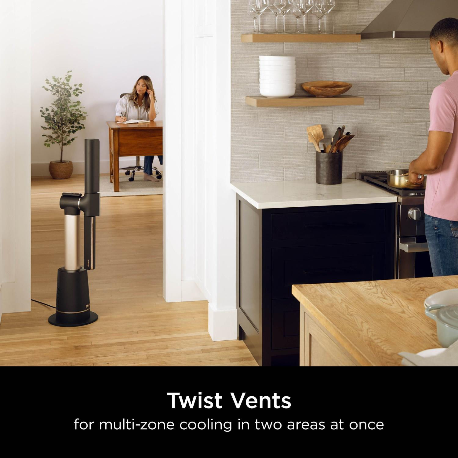 Shark TF200SUK TurboBlade Multi-Directional Cooling Fan - Charcoal, Beat Brass - Image 2