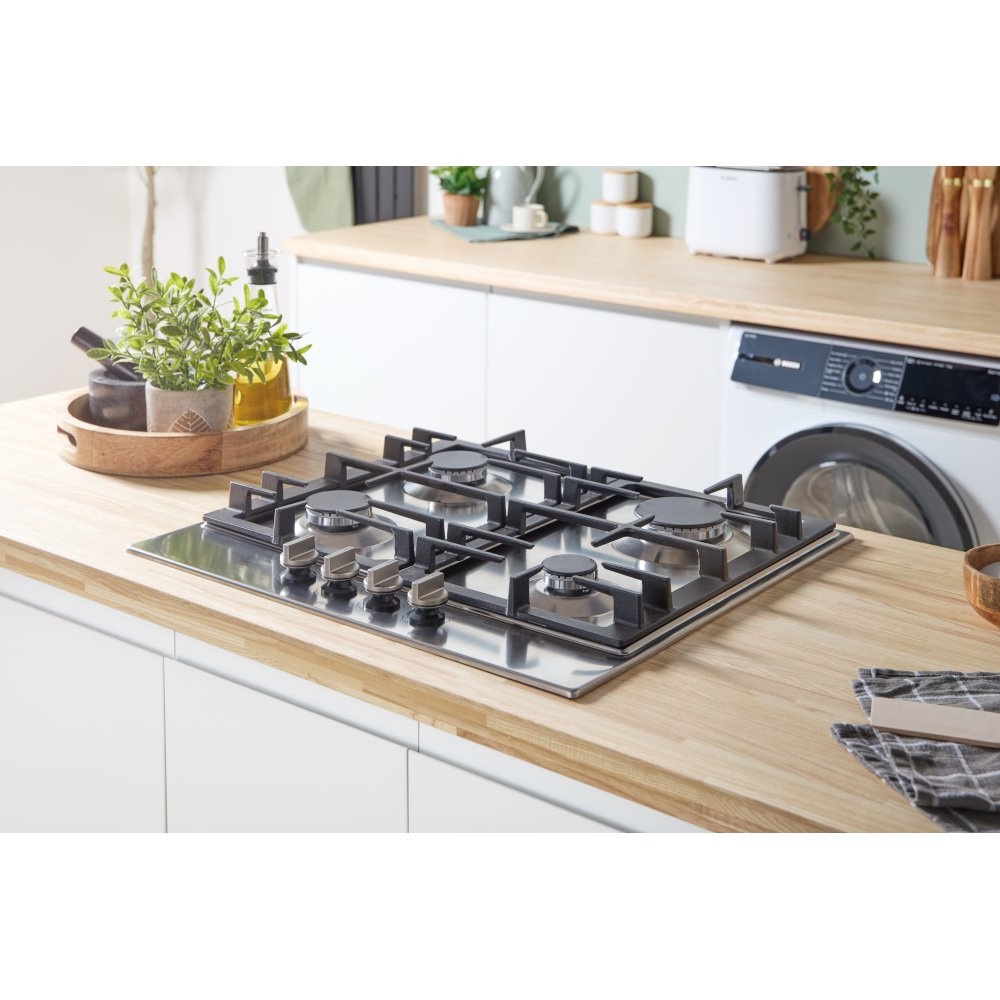 Bosch PCP6A5I90 58cm 4 Burner Gas Hob - Stainless Steel - Image 2 Bosch PCP6A5I90 58cm 4 Burner Gas Hob - Stainless Steel - Image 2