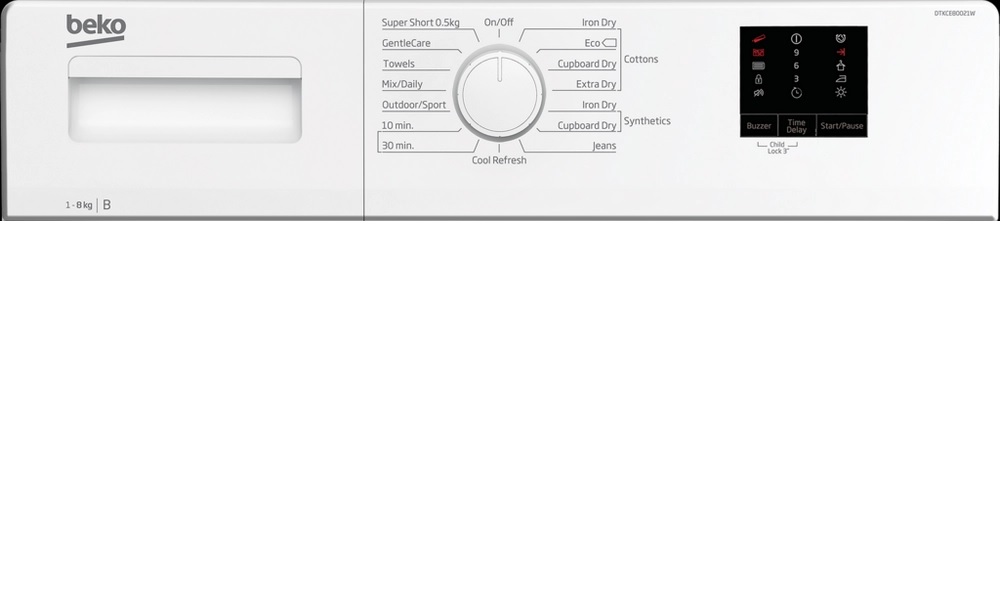 Beko DTKCE80021W Condenser Tumble Dryer, 8kg - White - Image 3 Beko DTKCE80021W Condenser Tumble Dryer, 8kg - White - Image 3