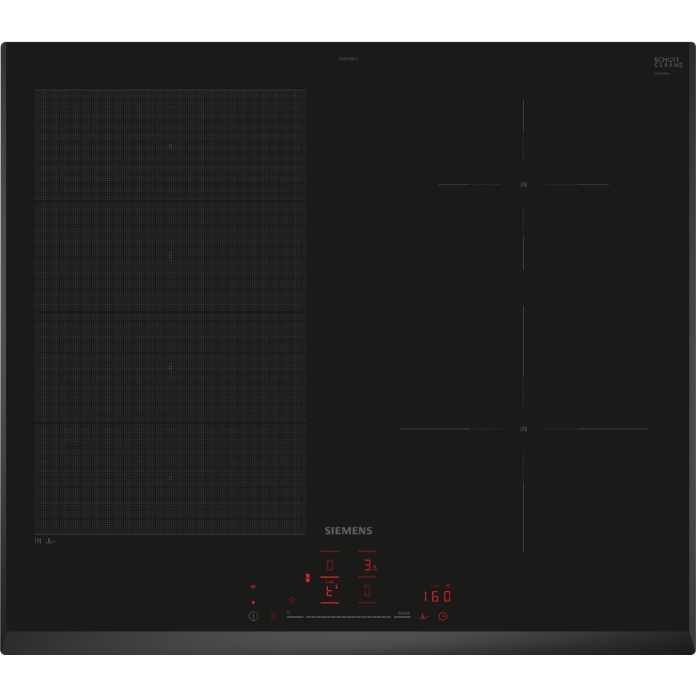 Siemens EX651HEC1E iQ700 59cm Induction Hob - Black - Image 1 Siemens EX651HEC1E iQ700 59cm Induction Hob - Black - Image 1