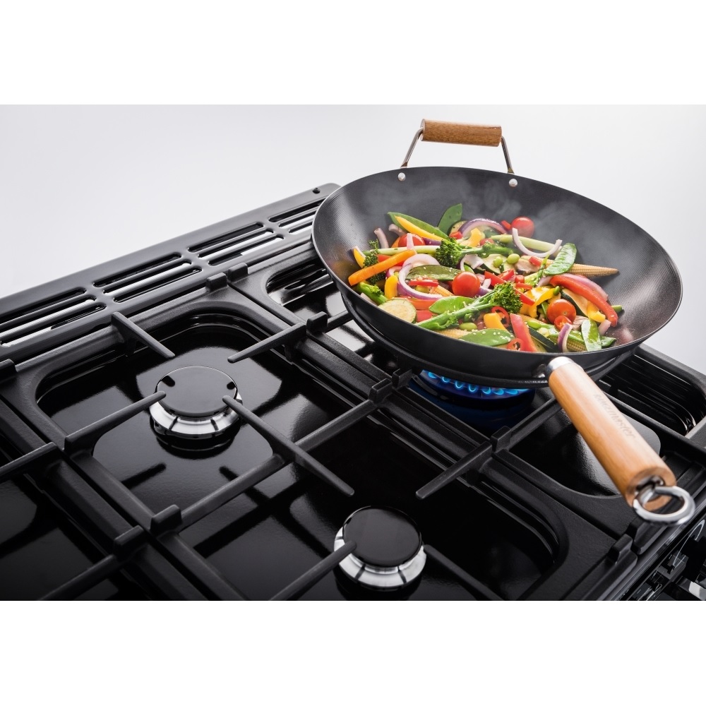 Rangemaster CLDLO110DFPCBL-AB1 110cm Dual Fuel Range Cooker Classic Deluxe Charcoal Black/Antique Brass - Image 5