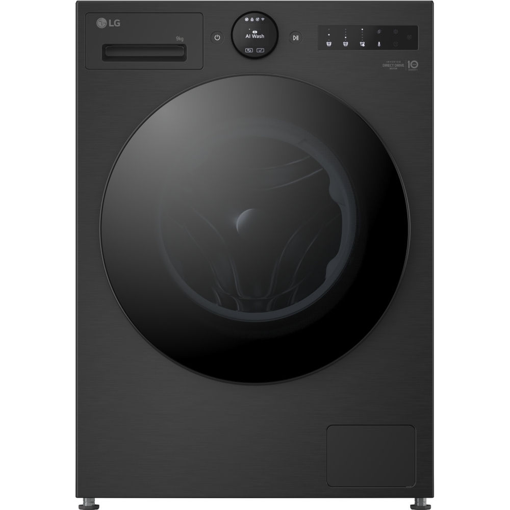 LG F4X7009TBB Washing Machine, 9kg, 1400 Spin, Black, A Rated - Image 1