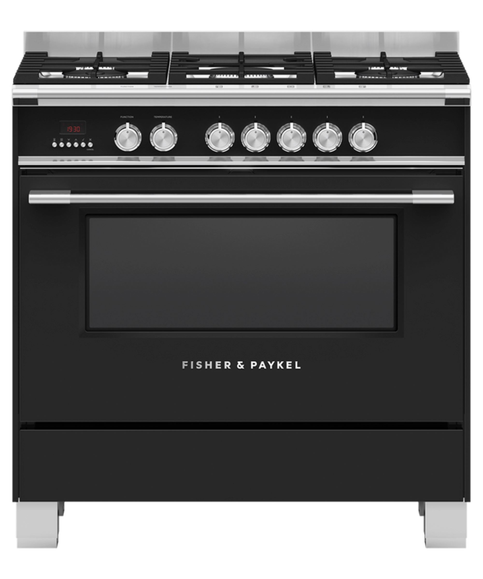 Fisher & Paykel OR90SCG4B1 90cm Dual Fuel 5 Burner Range Cooker - Black