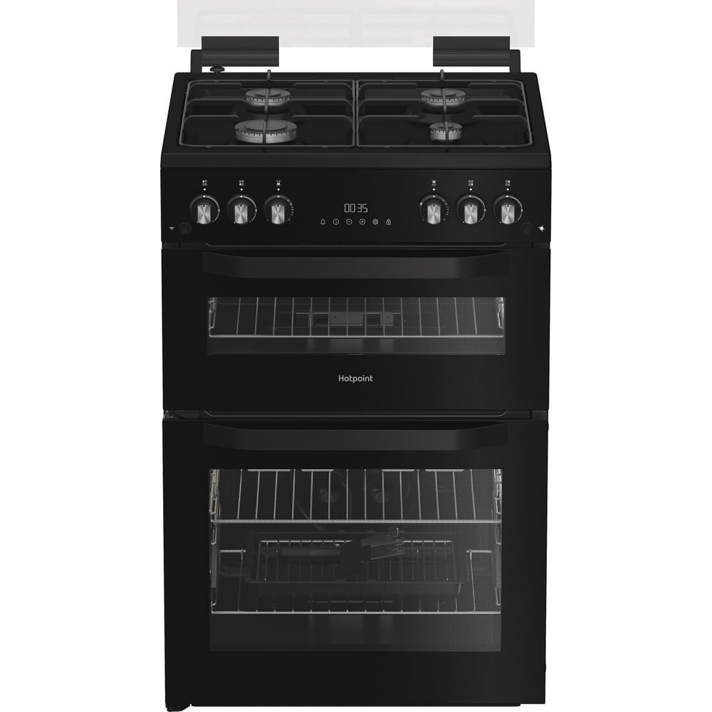 Hotpoint HDG6GDCB1 Gas Cooker with Double Oven - Black Hotpoint HDG6GDCB1 Gas Cooker with Double Oven - Black