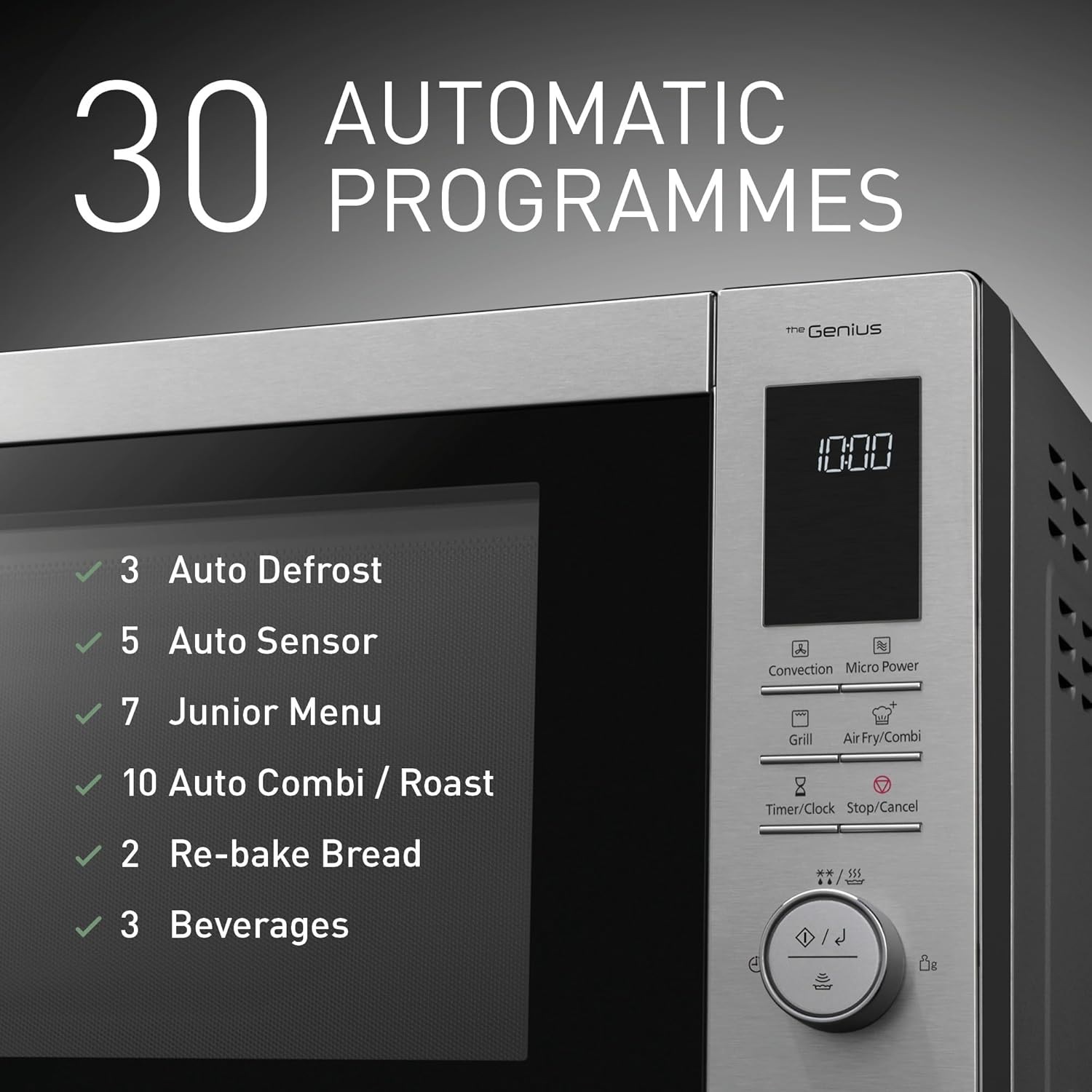 Panasonic NN-CD88QSBPQ Combination Microwave with Air Fryer, 34L, Stainless Steel - Image 4 Panasonic NN-CD88QSBPQ Combination Microwave with Air Fryer, 34L, Stainless Steel - Image 4
