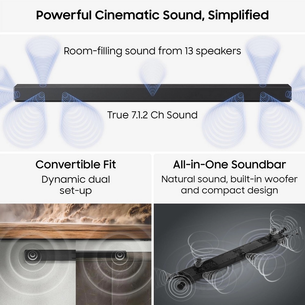 Samsung HW-QS90H/XU 7.1.2ch Q-Series Soundbar with Subwoofer - Graphite Black - Image 5 Samsung HW-QS90H/XU 7.1.2ch Q-Series Soundbar with Subwoofer - Graphite Black - Image 5