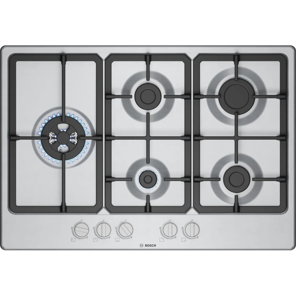 Bosch PGM7B5K90 Series 4, 75cm, 5 Burner Gas Hob - Stainless Steel