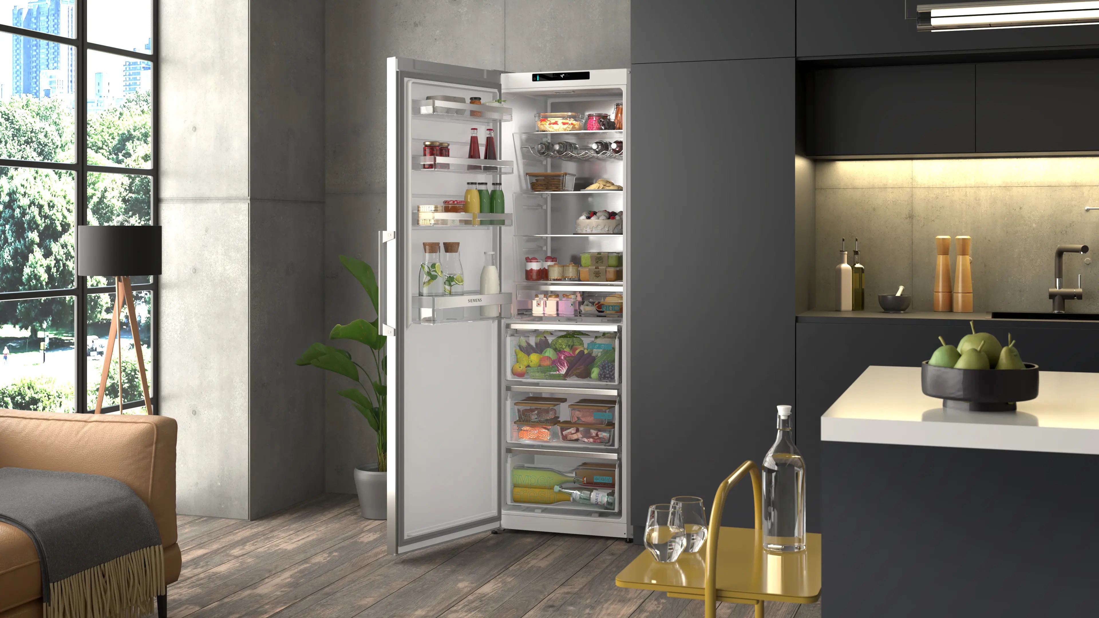 Siemens KS36NVICGG iQ500 Brushed Stainless Steel Freestanding Fridge - Image 2
