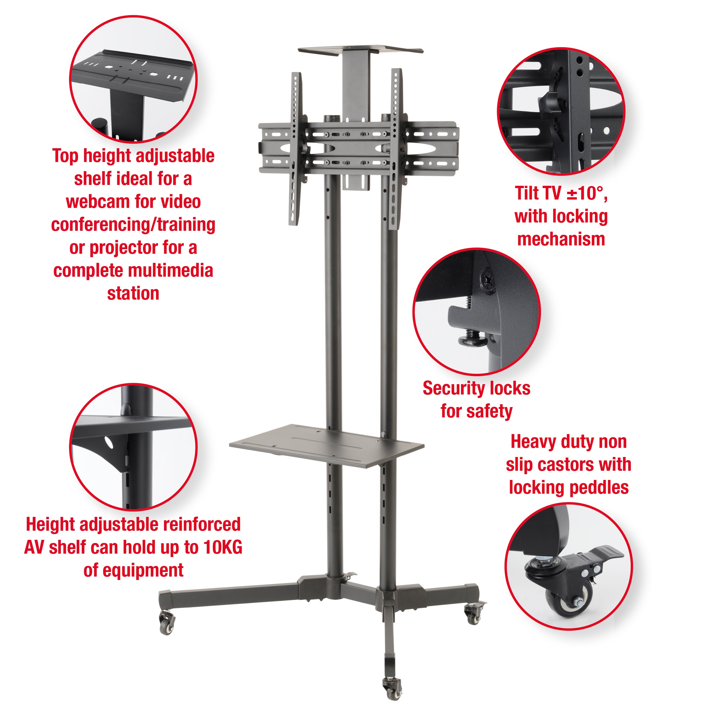 TTAP CART01 Trolley Cart TV and Monitor Mount Stand - Image 3 TTAP CART01 Trolley Cart TV and Monitor Mount Stand - Image 3
