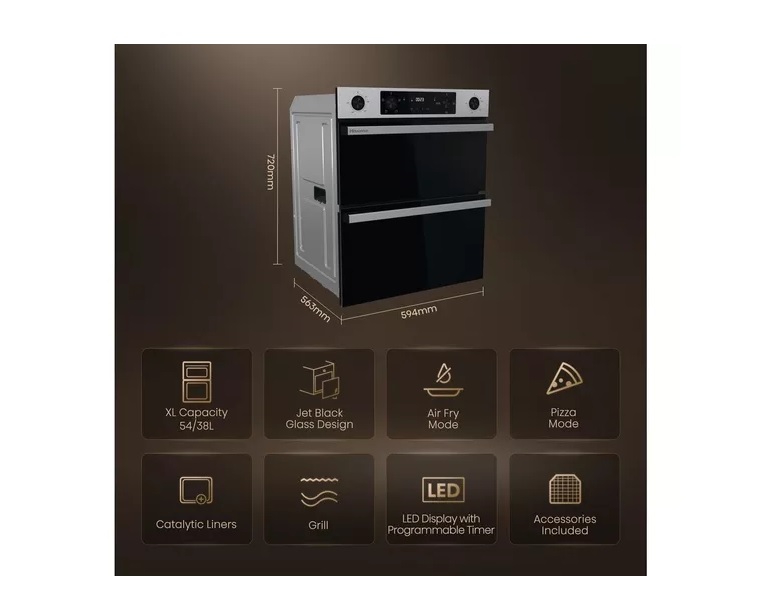 Hisense BUD714221CX Built-Under Electric Double Oven - Stainless Steel - Image 3