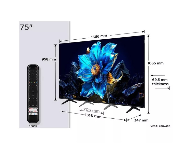 TCL 75P7K-UK 75" Smart 4K Ultra HD HDR QLED TV - Image 2