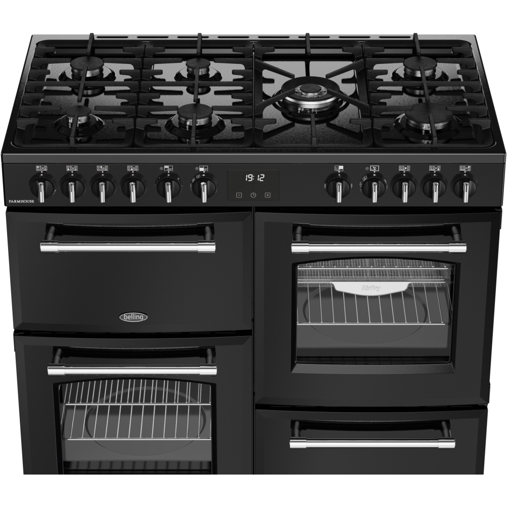 Belling Farmhouse 100DF 100cm Dual Fuel Range Cooker, Black, A Rated - Image 3 Belling Farmhouse 100DF 100cm Dual Fuel Range Cooker, Black, A Rated - Image 3