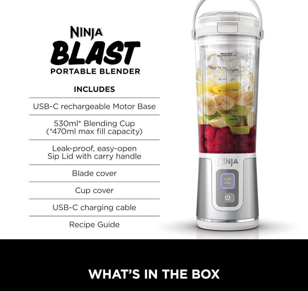 NINJA BC151UKWH Cordless Portable Motorised/Compact Blender - White - Image 2