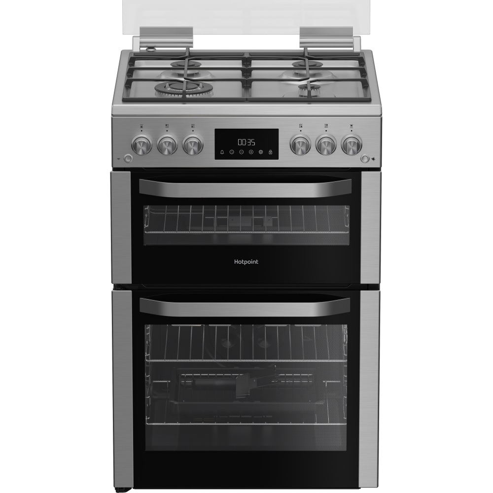 Hotpoint HDG6GDCWX Gas Cooker with Double Oven - Stainless Steel