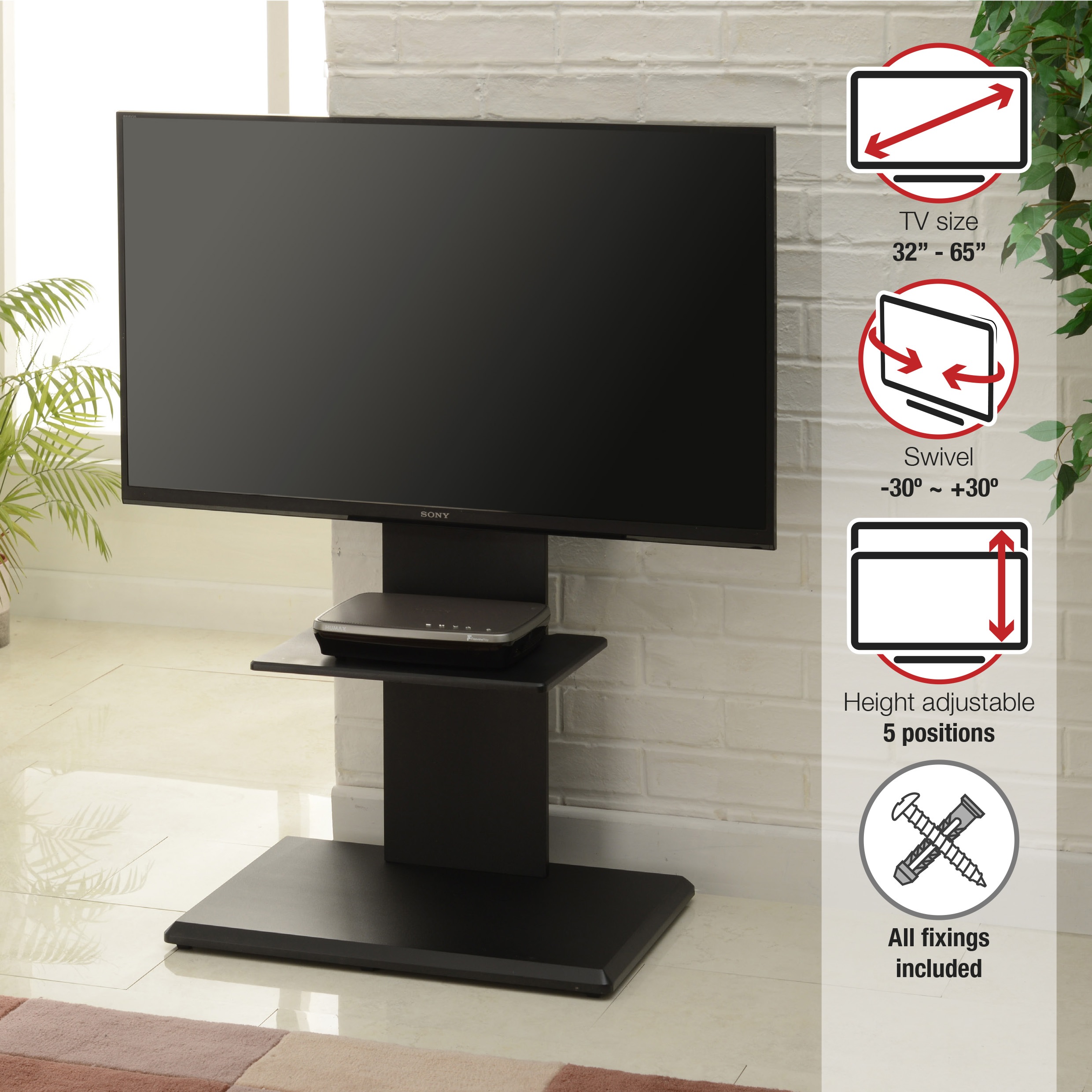 TTAP FS2 Floor Pedestal TV Stand in Black - Image 4