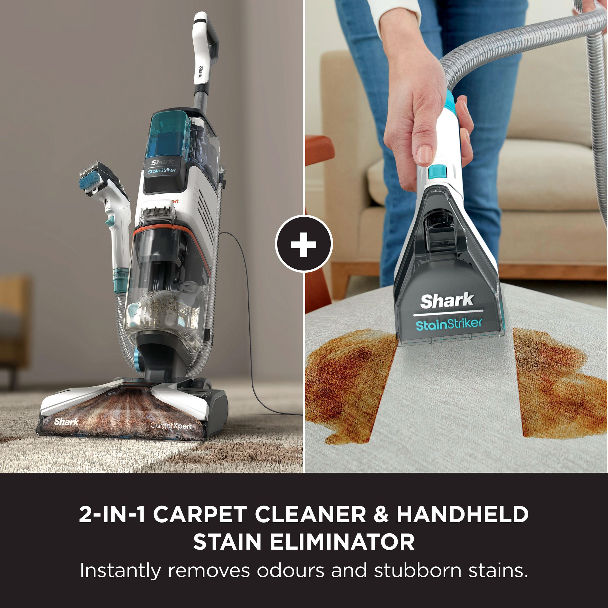 Shark EX200UK CarpetXpert Deep Carpet Cleaner with Built-In StainStriker - Rotator White - Image 2