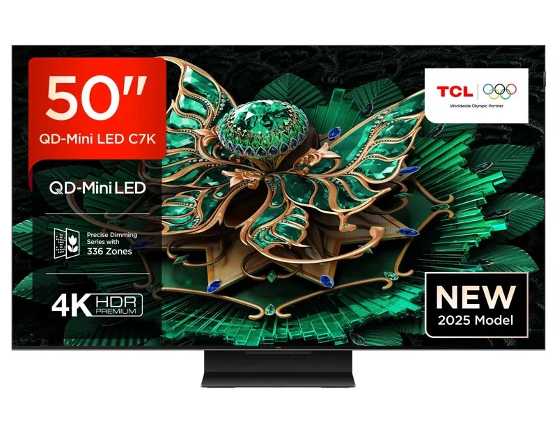 TCL 50C7K-UK 50” Premium QD-Mini LED 144Hz 4K HDR Onkyo 30w/2.0ch Smart Google TV - Image 1 TCL 50C7K-UK 50” Premium QD-Mini LED 144Hz 4K HDR Onkyo 30w/2.0ch Smart Google TV - Image 1