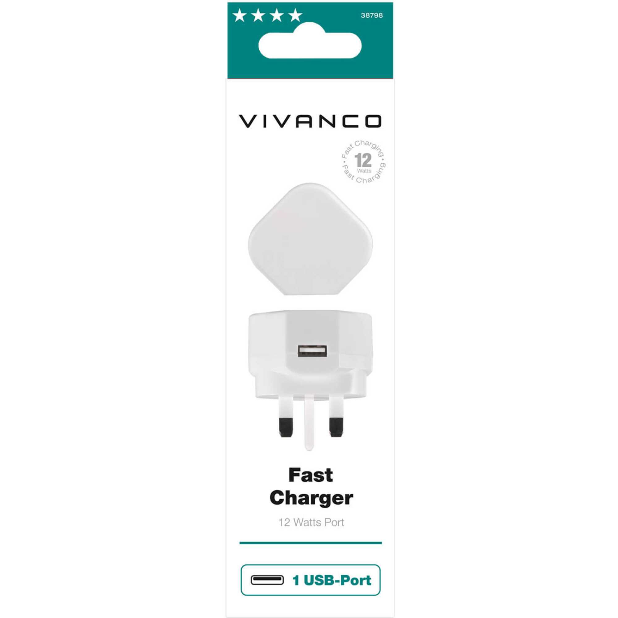 Vivanco Uk Ltd 38798 USB Mains Charger with Smart IC for Optimised Charging - Image 1 Vivanco Uk Ltd 38798 USB Mains Charger with Smart IC for Optimised Charging - Image 1
