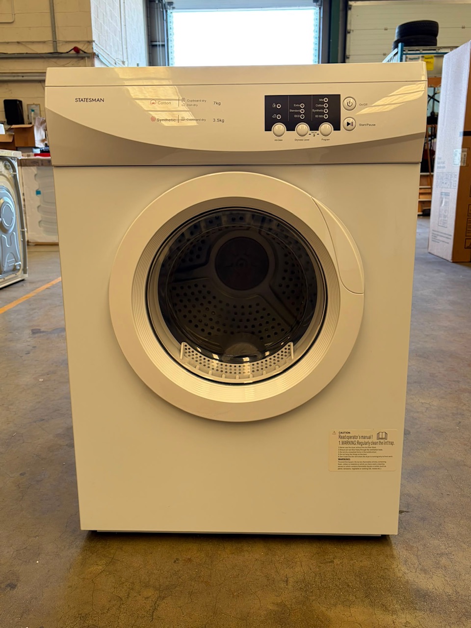 Statesman TVM07W-GR vented tumble dryer.(missing instruction book, tested ok)