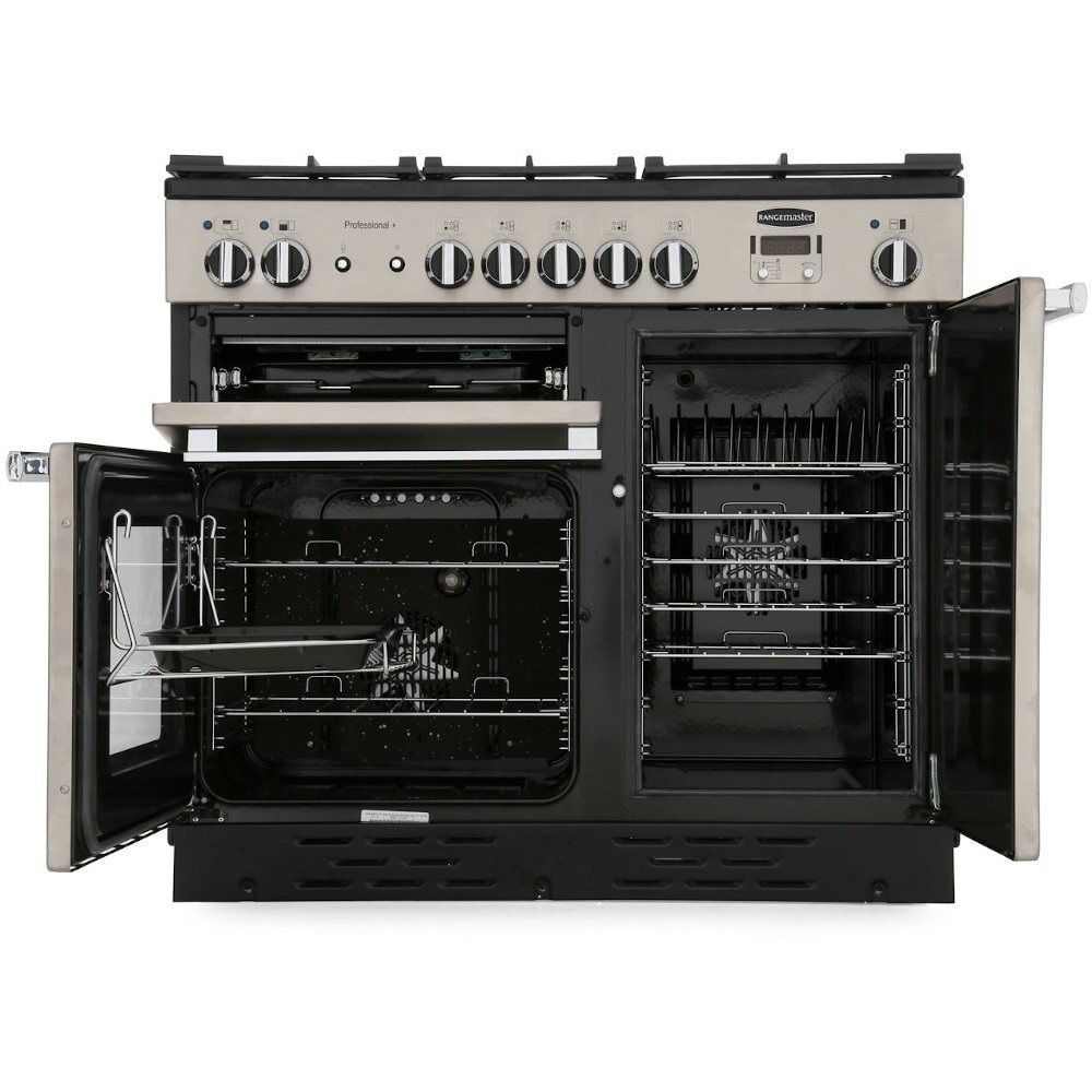 Rangemaster PROP100DFFSS-C 100cm Dual Fuel Range Cooker Professional Plus Stainless Steel/Chrome - Image 3