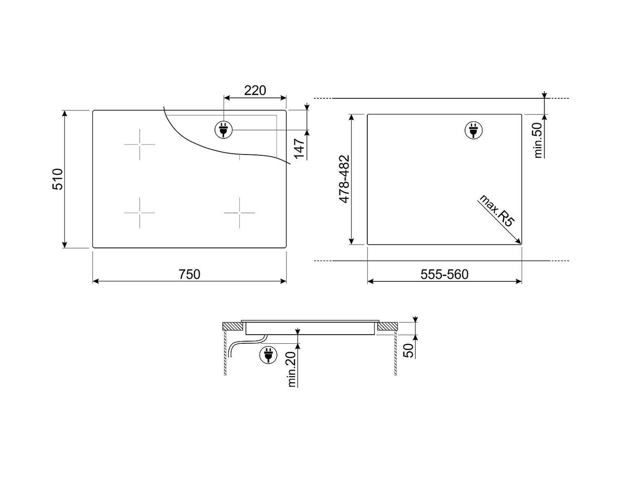 Smeg SI2B22741D 75cm Induction Hob - Black - Image 4