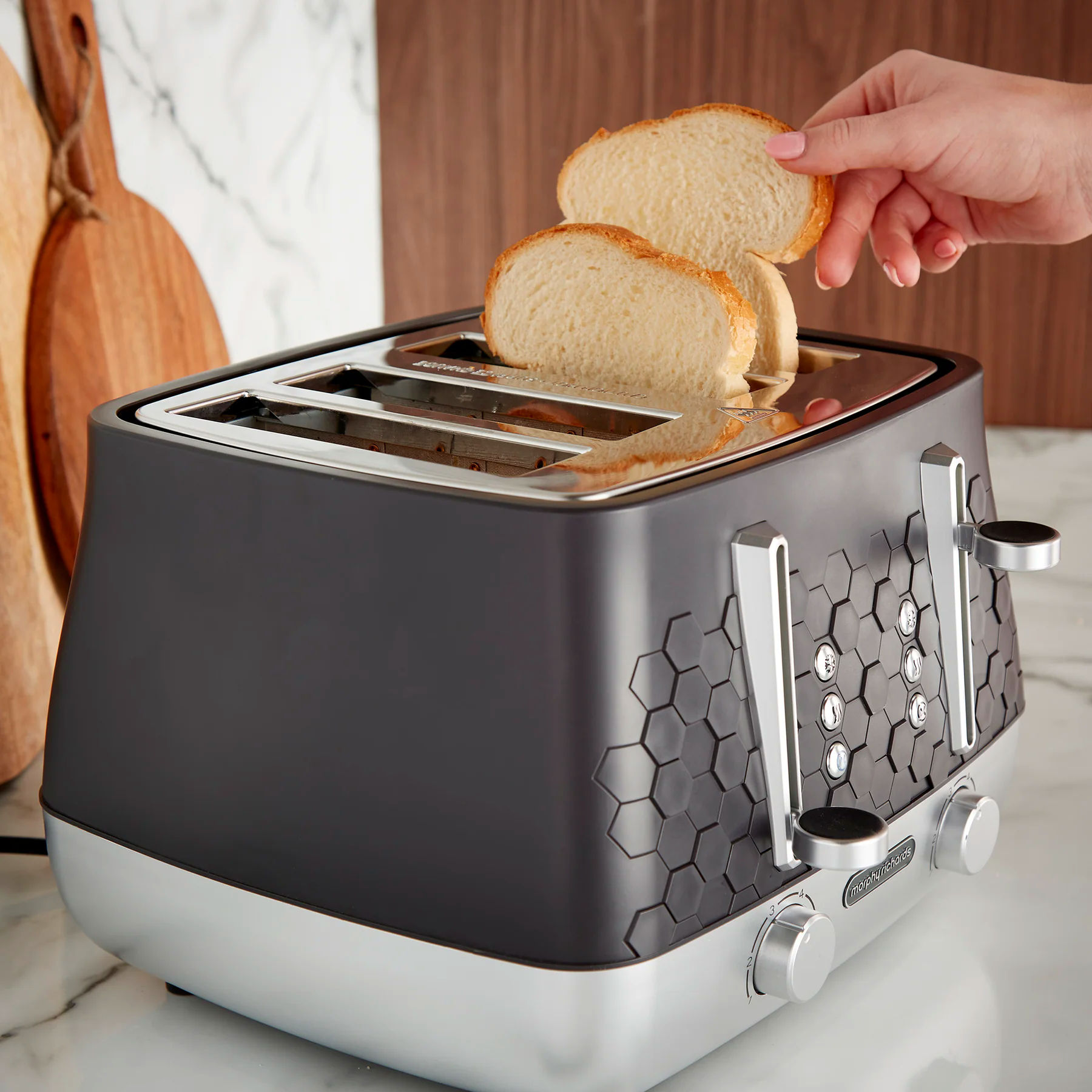 Morphy Richards Appliances 243020 Cassini 4-Slice Toaster - Moonless Night - Image 2 Morphy Richards Appliances 243020 Cassini 4-Slice Toaster - Moonless Night - Image 2