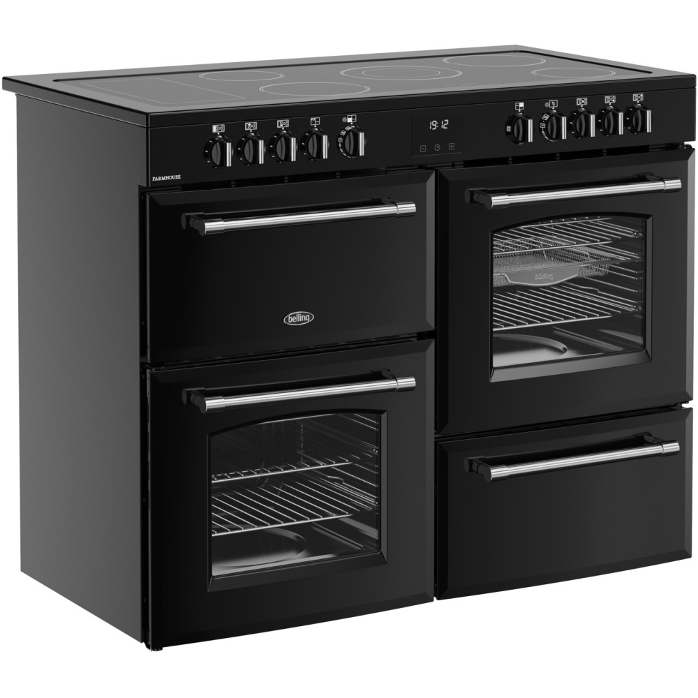 Belling 444411835 RCA FARMHOUSE 110E B 110cm Ceramic Range Cooker, Black