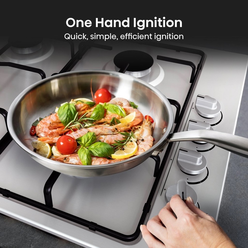 Hisense GM642XHS 60cm Gas Hob - Stainless Steel - Image 3 Hisense GM642XHS 60cm Gas Hob - Stainless Steel - Image 3