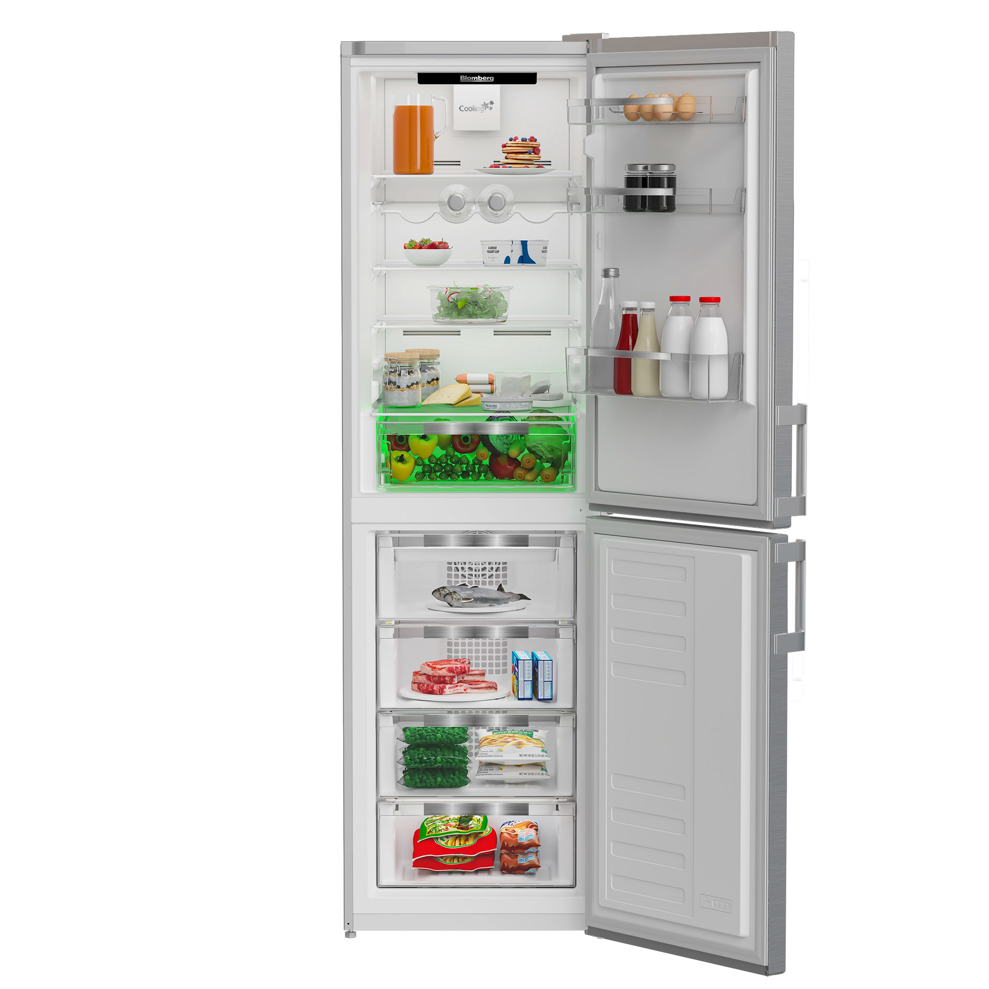 Blomberg KND464VPS 59.5cm 60/40 Frost Free Fridge Freezer - Stainless Steet Effect - Image 2 Blomberg KND464VPS 59.5cm 60/40 Frost Free Fridge Freezer - Stainless Steet Effect - Image 2