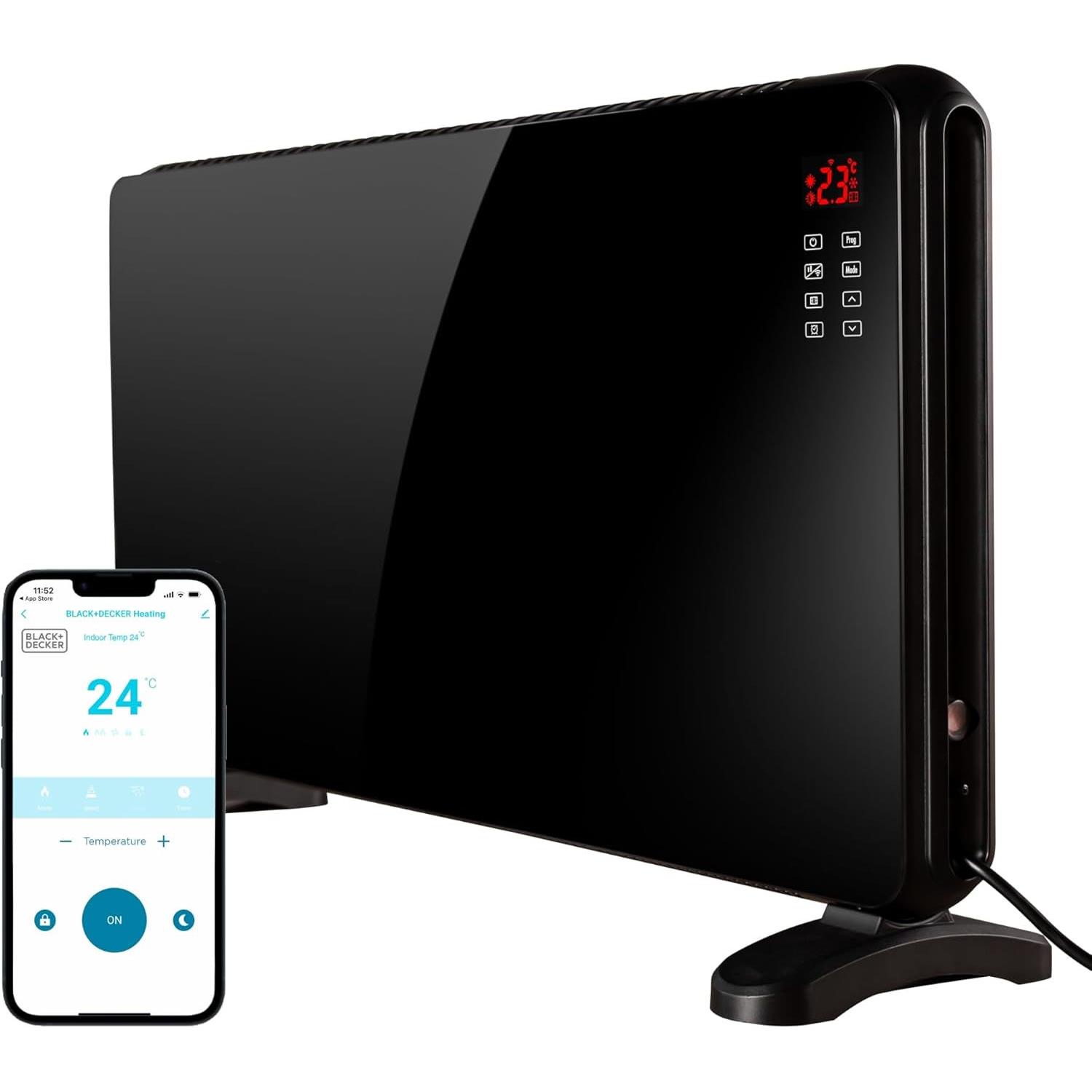 Black + Decker BXCV41011GB 2kw Smart Glass Panel Heater Black + Decker BXCV41011GB 2kw Smart Glass Panel Heater