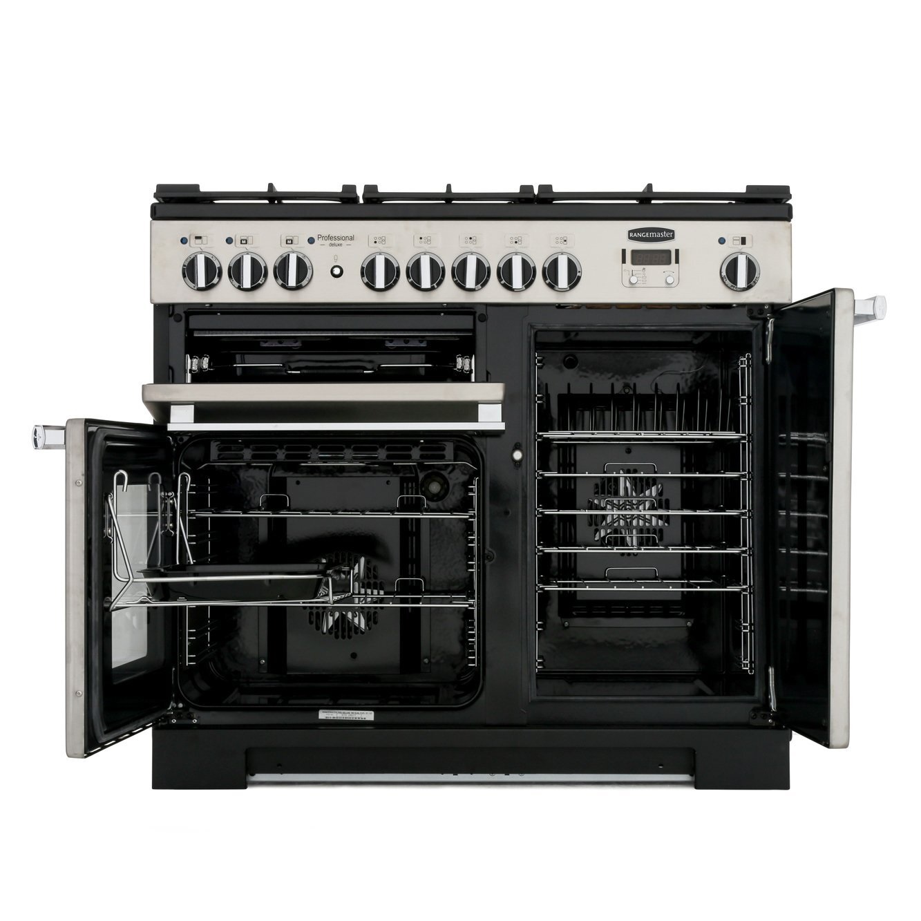 Rangemaster PDL100DFFSS-C 100cm Dual Fuel Range Cooker Professional Deluxe Stainless Steel/Chrome - Image 2 Rangemaster PDL100DFFSS-C 100cm Dual Fuel Range Cooker Professional Deluxe Stainless Steel/Chrome - Image 2
