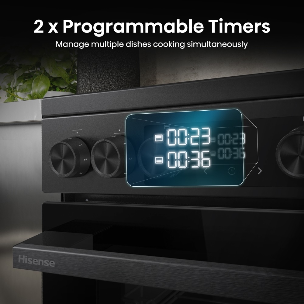 Hisense HDCEC5C10B 50cm Ceramic Electric Cooker with Double Oven – Black - Image 7 Hisense HDCEC5C10B 50cm Ceramic Electric Cooker with Double Oven – Black - Image 7