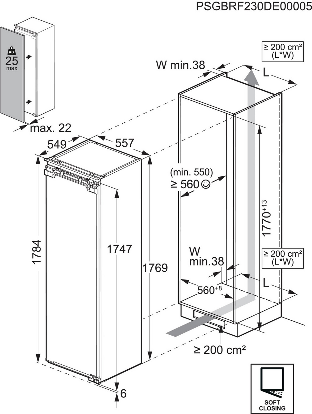 AEG NAB7N181EC Frost Free Built-In Freezer, Fixed Hinge - Image 5