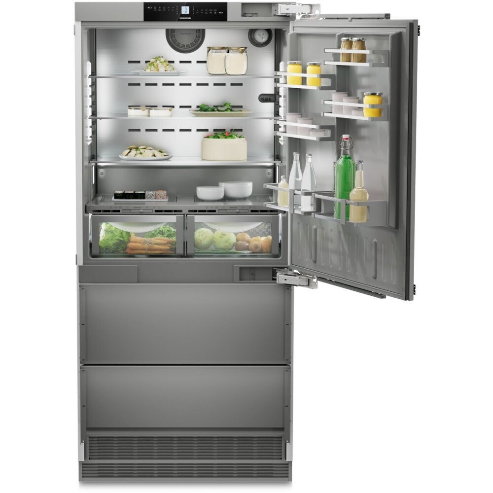 Liebherr ECBNe8870 Integrated American Fridge Freezer, Plumbed, Silver