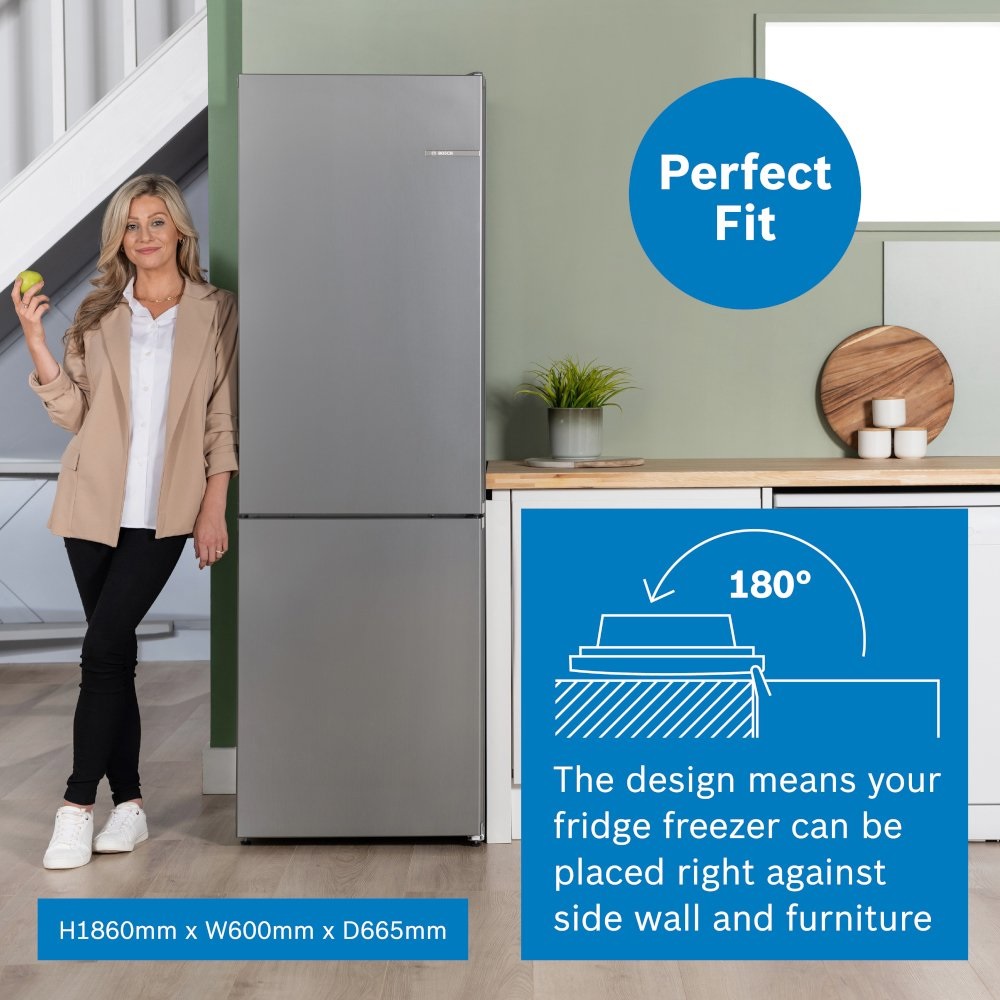 Bosch KGN362LDFG Series 4 No Frost Fridge Freezer, 60/40 - Stainless Steel - Image 4