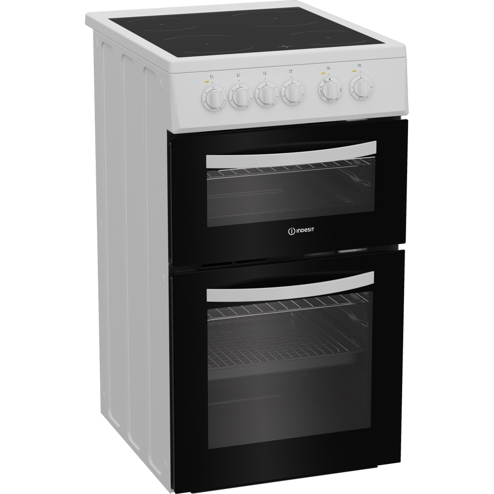 Indesit ITE5VMW Ceramic Electric Cooker with Separate Grill, White, A Rated - Image 2