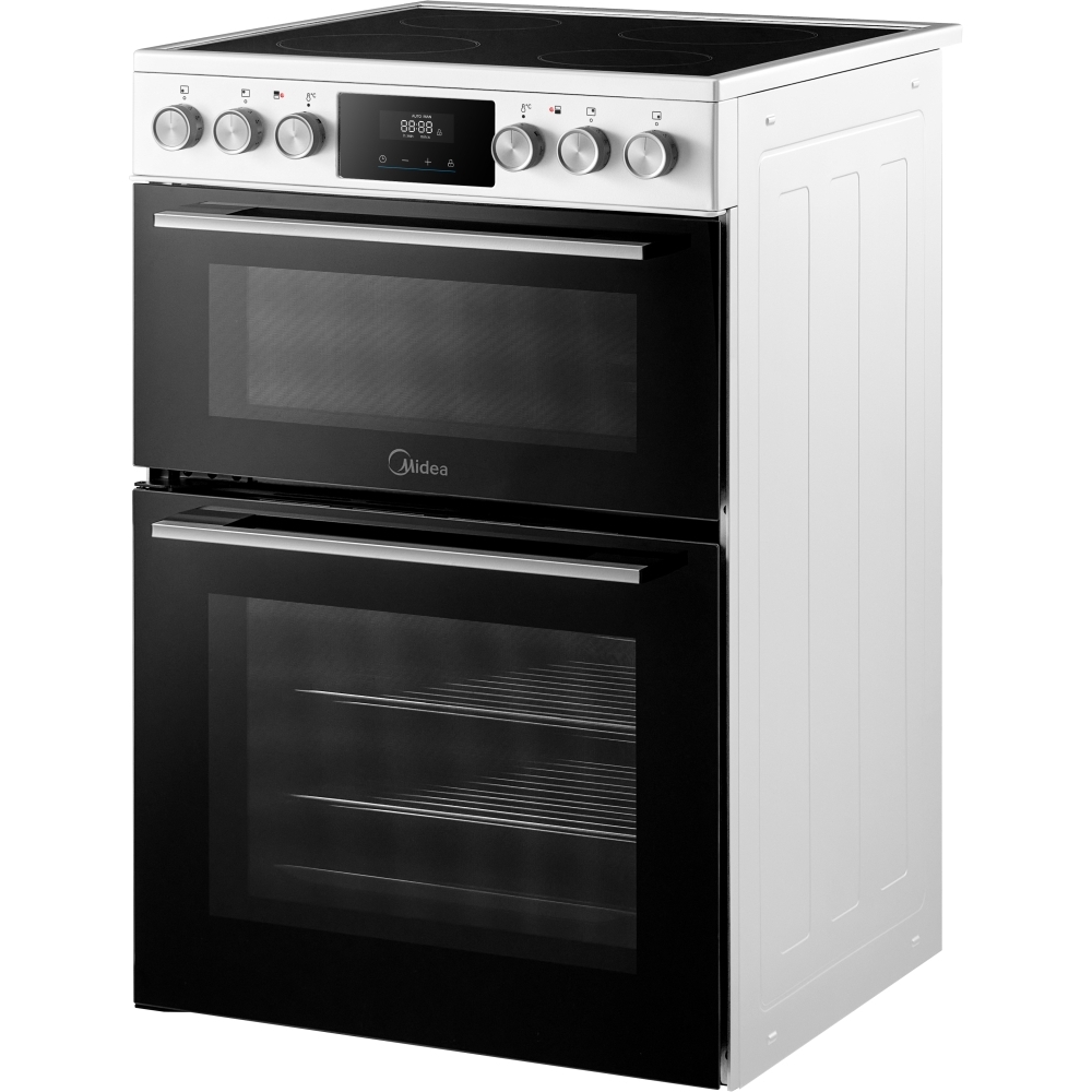 Midea MFO24EME4R118-WH 60cm Double Oven Cooker with Ceramic Hob - White - Image 2 Midea MFO24EME4R118-WH 60cm Double Oven Cooker with Ceramic Hob - White - Image 2