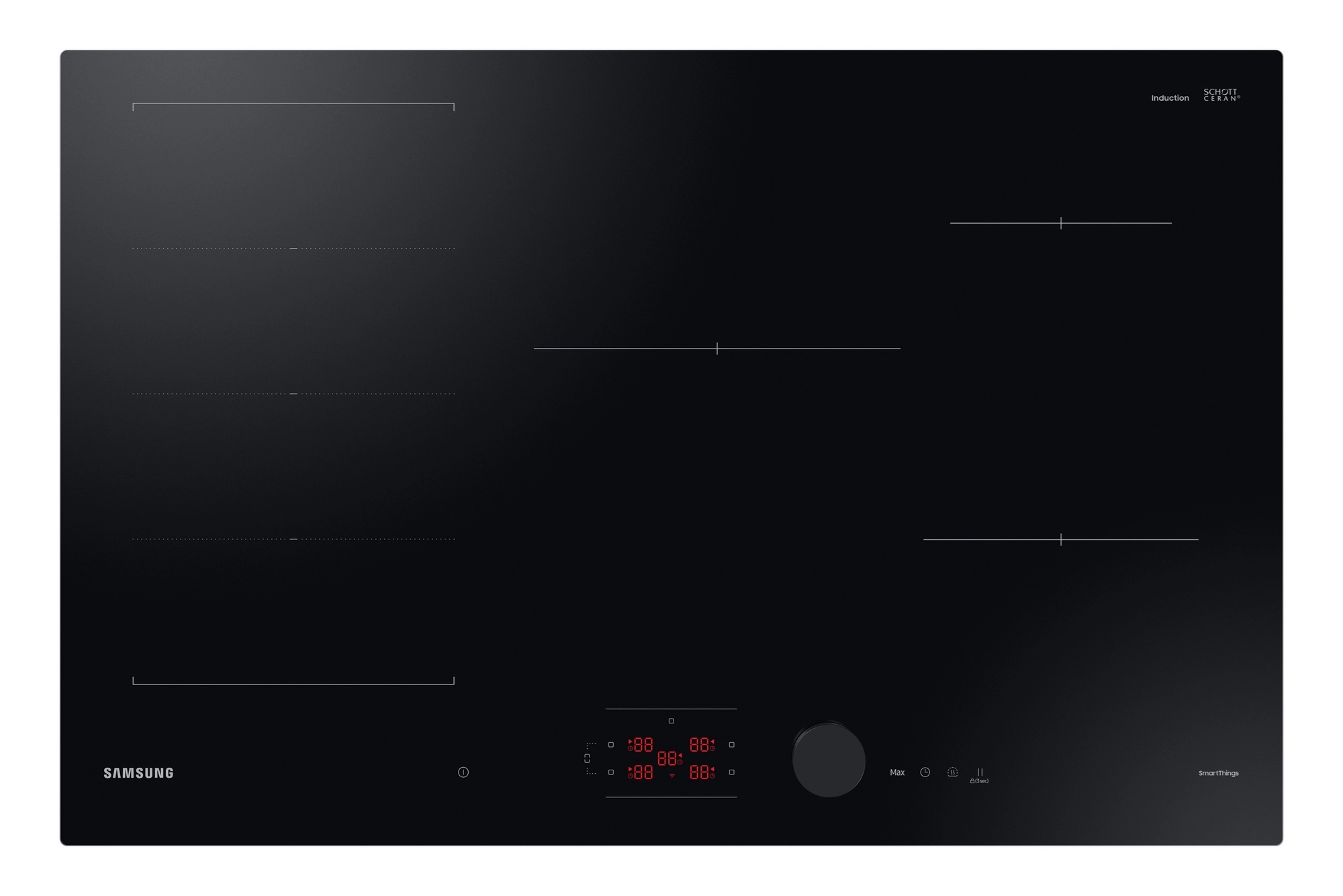 Samsung NZ85C6058FKU1 80cm 5 Burner Induction Hob with Flex Zone Plus - Black - Image 1 Samsung NZ85C6058FKU1 80cm 5 Burner Induction Hob with Flex Zone Plus - Black - Image 1