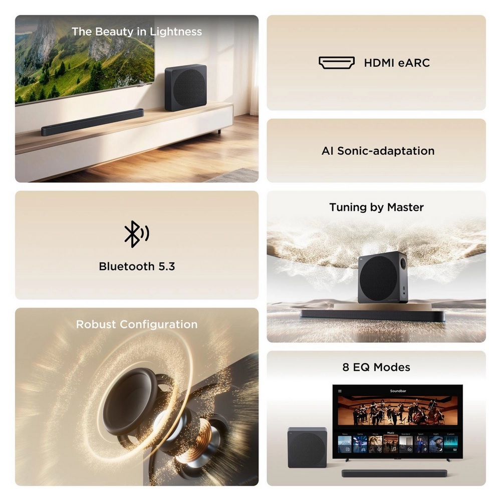 TCL A65K-UK 3.1.2ch Soundbar with wireless subwoofer, Audio by Bang & Olufsen - Black - Image 3